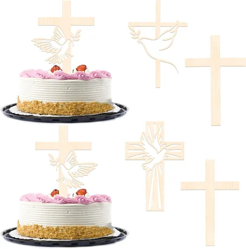 Vista 8 de 24 adornos cruzados para cupcakes con diseño de Dios bendiga y bautismo, para cupcakes de cruz, decoración de primera comunión para tartas