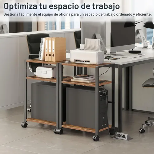 Vista 5 de HOOBRO Soporte de torre para computadora, soporte de torre de PC de 3 niveles, soporte de PC con estación de carga, soporte móvil para CPU que se