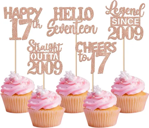Vista 100 de 30 piezas negras para cupcakes de 10.º cumpleaños con purpurina Ten Happy 10 Straight Outta 2016 para saludos a 10 años 10 cumpleaños, boda Negro