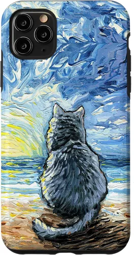 Vista 13 de Nebelung Gray Cat Starry Night Persian Russian Blue Art Case for iPhone 17
