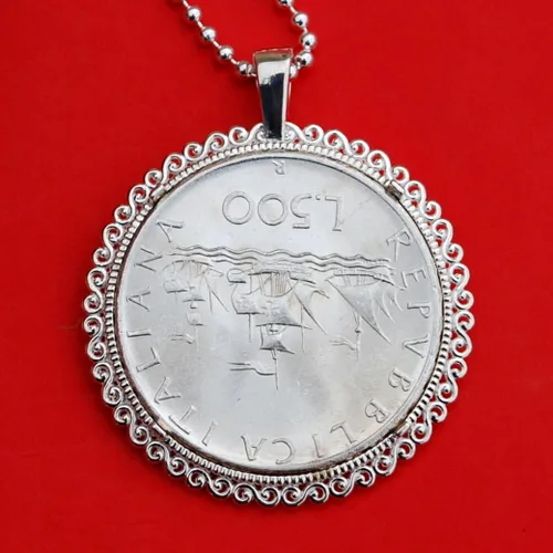Vista 7 de 1966 Italia 500 Lire BU Unc 83.5% Plata Moneda 925 Collar NUEVO