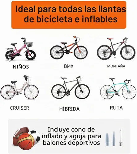 Vista 7 de TOOLITIN Bomba de bicicleta profesional, bomba ergonómica para bicicleta con manómetro montado en el mango integrado, 180 psi, se adapta a válvulas