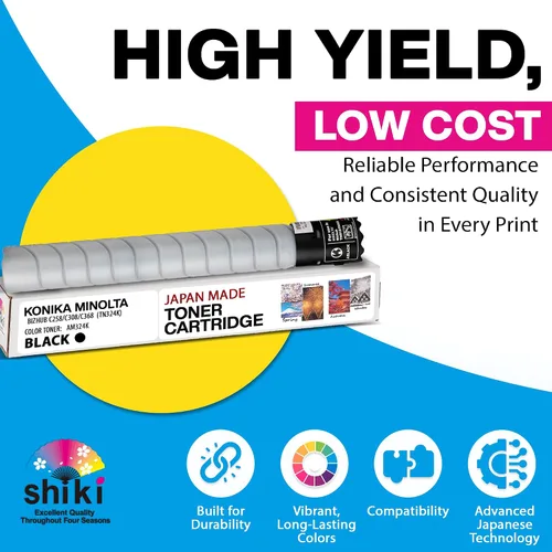 Vista 5 de Shiki Cartucho de tóner compatible de repuesto para Konica Minolta bizhub (Full Color) C258 C308 C368 TN324K A8DA130 (negro, 28000 páginas)