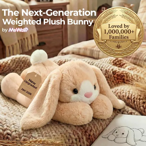 Vista 9 de Mewaii Peluches con peso de conejo, calentable, refrigerable, 2-5 libras Blanco crema