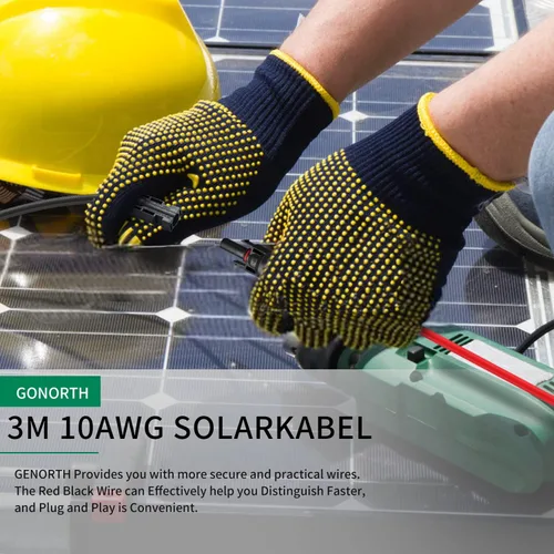 Vista 3 de Cable de extensión solar de 20 pies, cable de panel solar de 10 AWG de conexión profesional conectores hembra y macho, alambre de cobre estañado