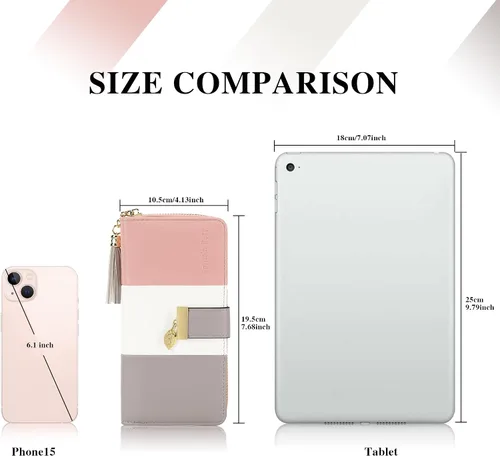 Vista 3 de Carteras RFID para mujer con múltiples ranuras para tarjetas y compartimento para teléfono celular, cartera para mujer
