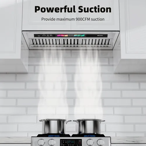 Vista 5 de Campana extractora de 30 pulgadas con control de voz/gestos/táctil, ventilación de campana de cocina integrada de 900 CFM con ventilador de escape