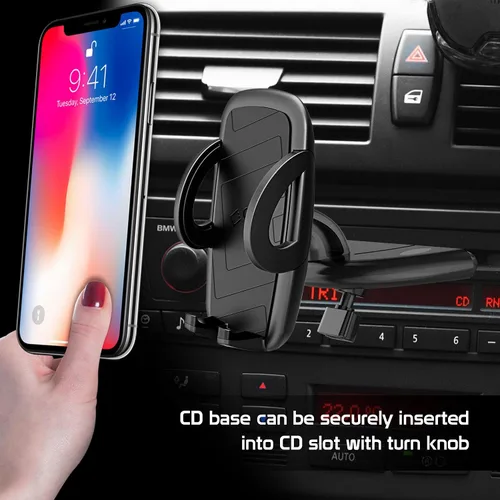 Vista 4 de Cellet Soporte para teléfono inteligente para automóvil con ranura para CD, compatible con soporte para teléfono celular, compatible con iPhone 12