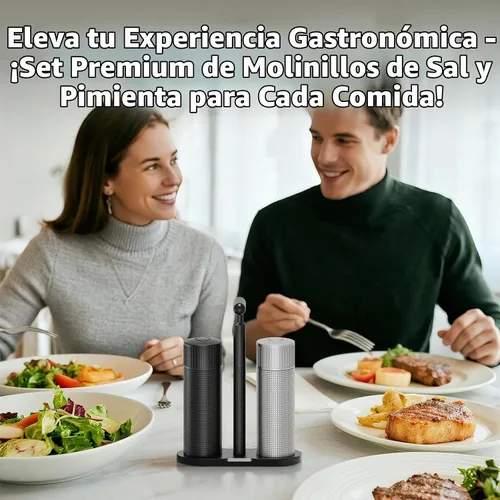 Vista 7 de Luvan Juego profesional de molinillo de sal y pimienta, molinillo manual de sal y pimienta de aluminio resistente con 12 grosores ajustables, juego