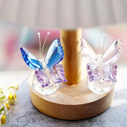 Vista 7 de 2 figuras de mariposa de cristal, pisapapapeles de cristal coleccionables 2 piezas-mariposa