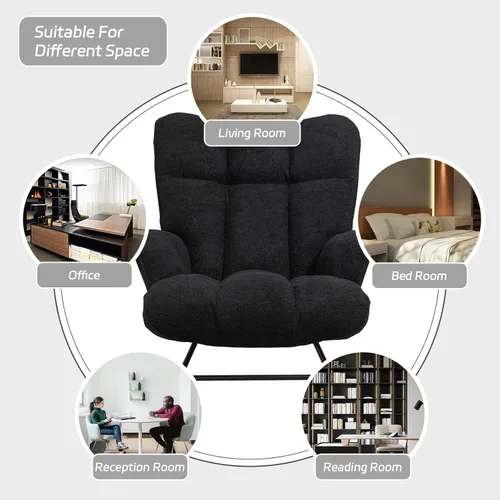 Vista 6 de Mecedora para guardería, silla deslizante para interiores, cómodas sillas de lactancia compactas para espacios pequeños, sala de estar, aula Negro