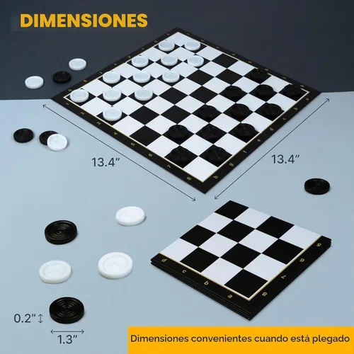 Vista 3 de Juego de mesa de damas con 30 piezas de damas, juego de mesa clásico para niños y adultos