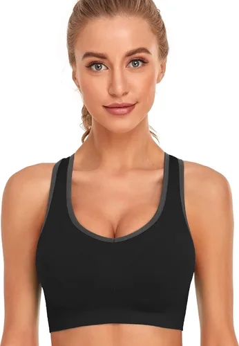 Vista 2 de GXXGE Sujetadores deportivos acolchados con espalda cruzada para mujer, de alto impacto, entrenamiento, yoga, gimnasio, ropa deportiva