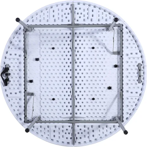 Vista 6 de Mesa plegable redonda bi-plegable interior al aire libre picnic fiesta camping casa en blanco