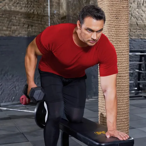 Vista 3 de COOFANDY Paquete de 3 camisetas de entrenamiento para hombre, manga corta, gimnasio, culturismo, muscular, capa base, camisetas de fitness