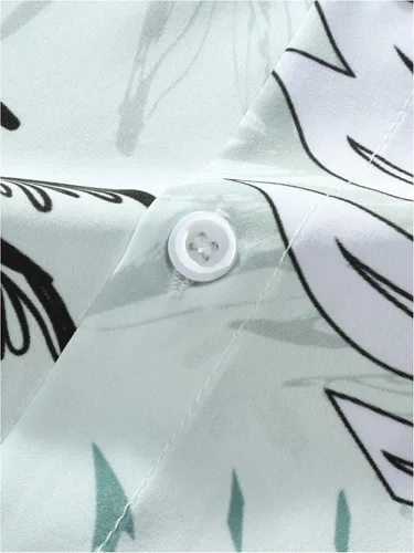 Vista 4 de SHENHE Conjunto de camisa y pantalones cortos de manga corta con botones de 2 piezas para hombre