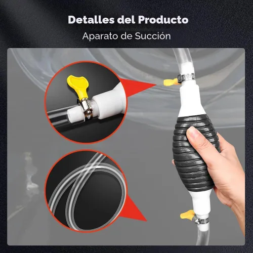 Vista 2 de Bomba de sifón líquido multifuncional, extractor de líquidos manual de gran diámetro para gasolina, aceite de motor, combustible, diésel, agua