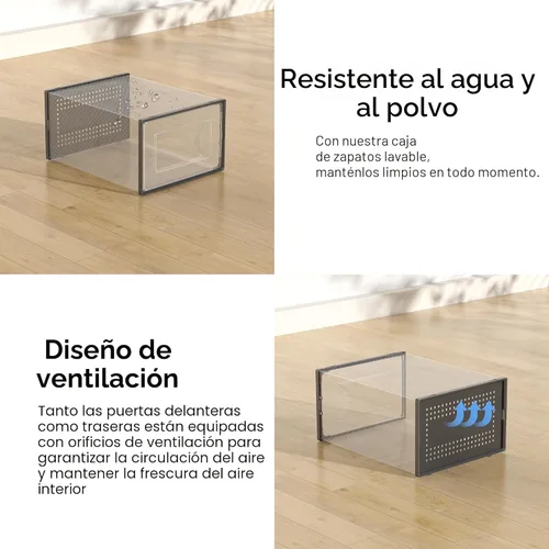 Vista 6 de Foluck Caja de almacenamiento para zapatos extra grande, paquete de 15 cajas de plástico transparente apilables, organizador de zapatos