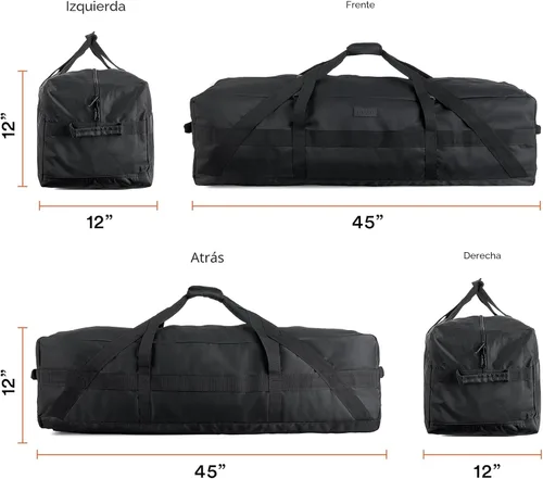 Vista 2 de Fitdom Bolsa de Lona de Viaje Grande de Almacenamiento, Negro