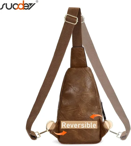 Vista 2 de SUOSDEY 2024 Sling Bag for Women Leather Crossbody Bags for Women Trendy Chest Bag Traveling Walking