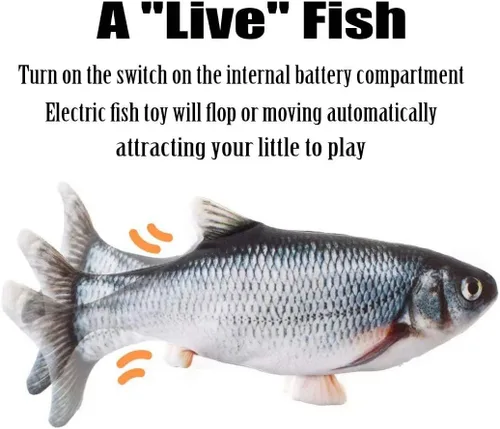 Vista 3 de QIAONIUNIU Juguetes de peluche interactivos de peces móviles eléctricos