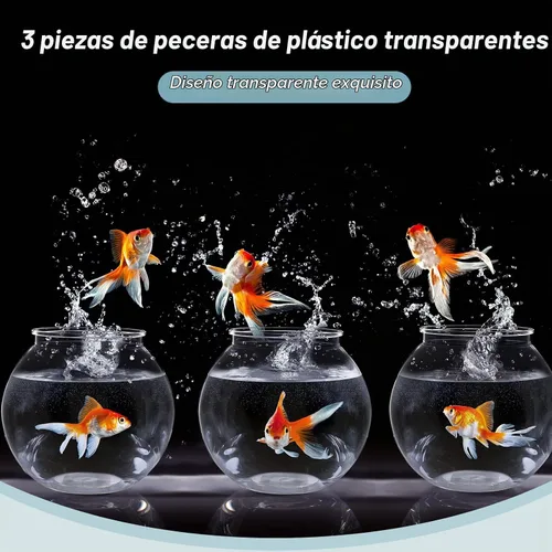 Vista 5 de Mifoci 3 peceras de plástico transparente de 100 onzas Goldfish Bowl multiusos redondo de escritorio para acuario transparente para el hogar