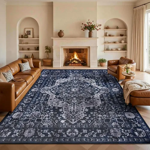 Vista 23 de nesrt Alfombra bohemia lavable de 2 x 10 pies, suave, antideslizante, extra larga, alfombra de cocina, color negro, vintage, geométrico, camino