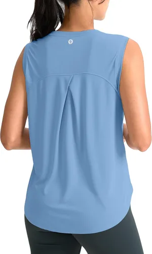 Vista 12 de SANTINY Camiseta sin mangas de entrenamiento para mujer, camiseta atlética Negro