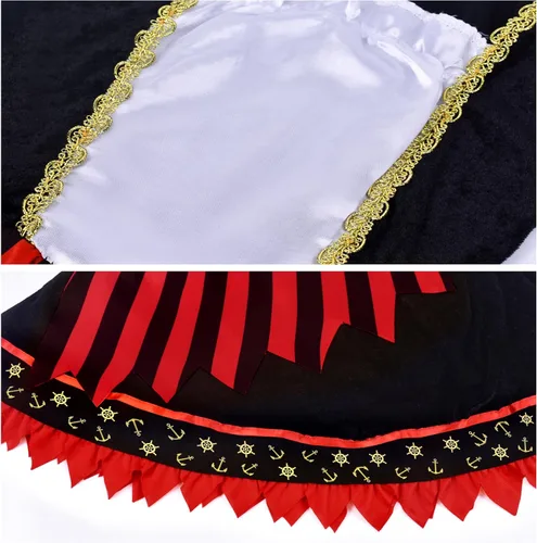 Vista 4 de Disfraz de pirata para niñas, vestido de princesa para niños de 3 a