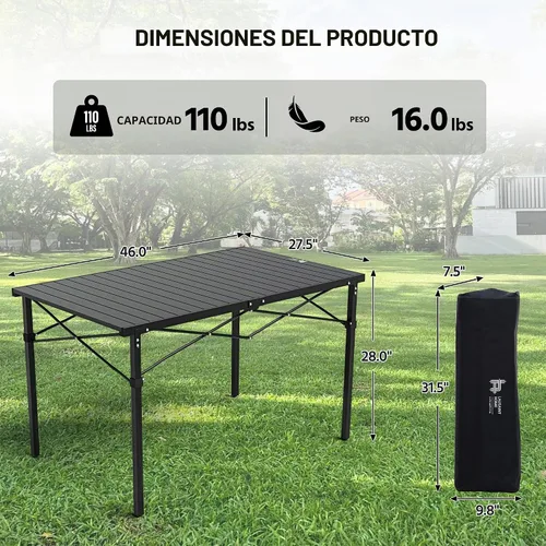Vista 4 de OUTSIDER Mesa de camping de aluminio enrollable para 4-6 personas