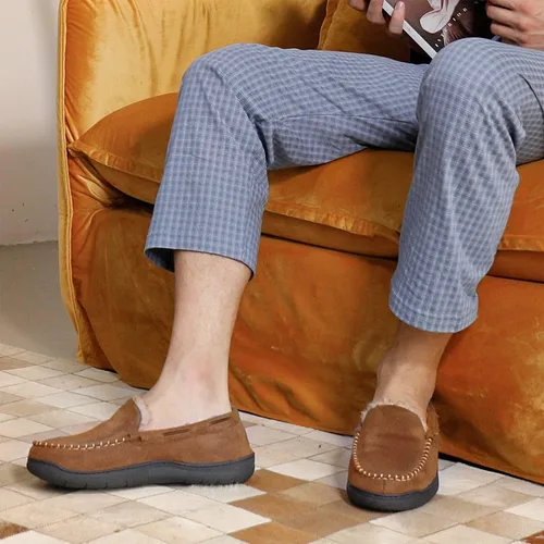 Vista 2 de Zigzagger - Pantuflas estilo mocasín de microgamuza y espuma viscoelástica, para hombre