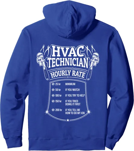 Vista 3 de HVAC Technician - Sudadera con capucha divertida por hora Heat Air Tech, Negro