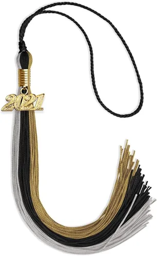 Vista 108 de Endea - Borla de graduación de triple color con gota de fecha dorada (negro/dorado/granate, 2020)