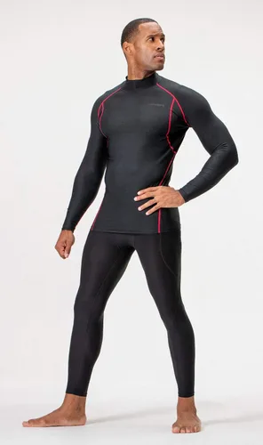 Vista 7 de DEVOPS Paquete de 3 camisas de compresión atléticas de manga larga con cuello alto para hombre