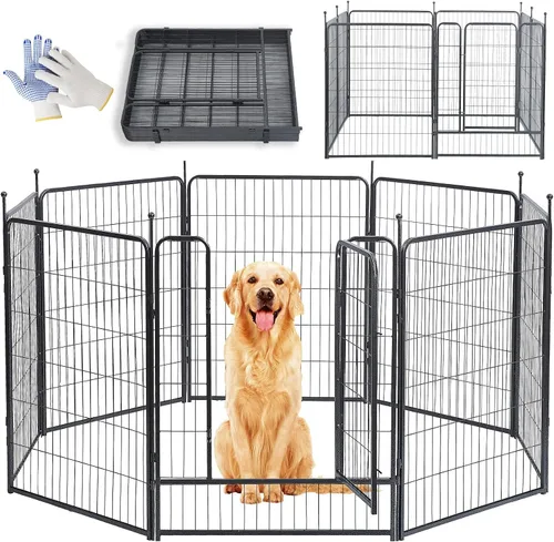 Vista 11 de Corralito para perros, 32/40/45 pulgadas de altura en resistente, plegable para interiores y exteriores, valla antióxido para ejercicio de perros