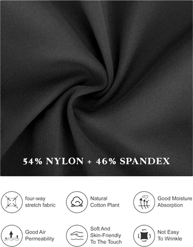 Vista 3 de Popilush Vestido midi negro para mujer con faja moldeadora integrada, vestidos de playa negros para verano, vestido ajustado para vacaciones