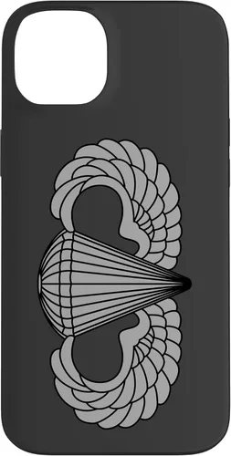 Vista 14 de Insignia básica de paracaidista para iPhone 14, alas de salto aerotransportadas, funda gris
