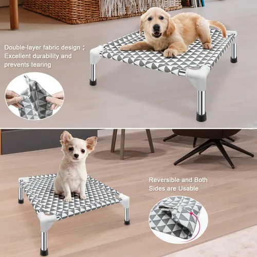 Vista 3 de Kuntrust Cama Elevada para Perros de Exterior Actualizada Catre para Mascotas Elevado Cama Refrescante para Cachorros Cama Elevada para Perros