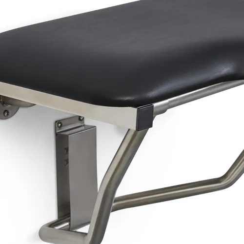Vista 5 de Asiento de ducha plegable para zurdos de 26 x 22.5 pulgadas, para montaje en pared, compatible con ADA