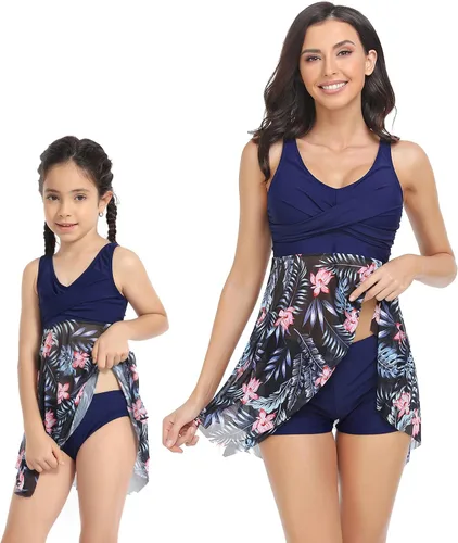 Vista 4 de Trajes de baño familiares para madre e hija, conjunto de bikini a juego para niñas