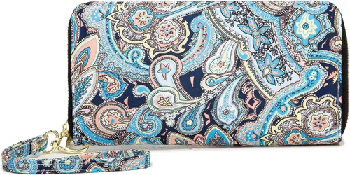 Vista 178 de Cartera de mano para mujer, estilo bohemio, con RFID, elegante, espaciosa con correa para viajes, capacidad para tarjetas, teléfono, dinero