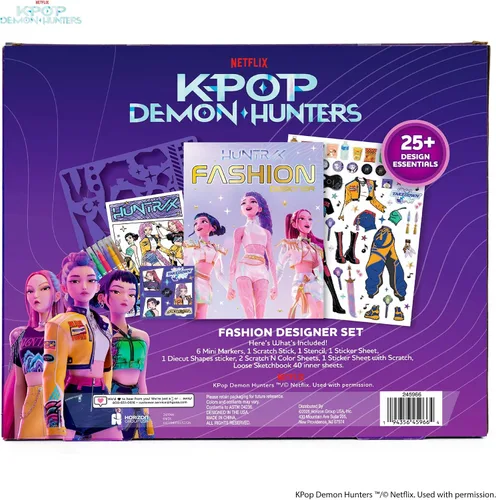Vista 9 de Netflix Kpop Demon Hunters - Juego de diseño de moda HUNTR/X, kit de bocetos de moda, más de 25 elementos esenciales de diseño con calcomanías
