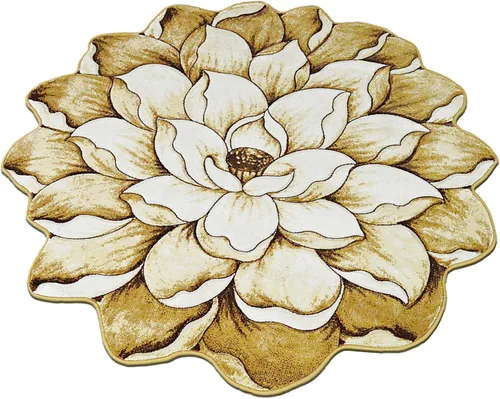 Vista 3 de Alfombra redonda de 2 pies con forma de flor, bonita alfombra de felpa con forma de flor, para dormitorio, suelo, sala de estar, alfombra 301 beige