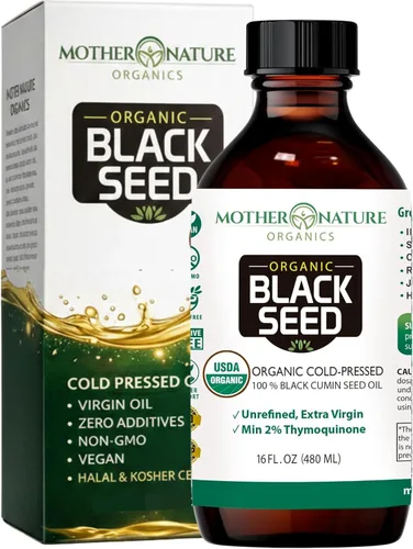 Vista 10 de Mother Nature Aceite orgánico de semillas negras USDA – prensado en frío, sin refinar y vegano, Nigella sativa alta en timoquinona (2%+), Omega 3 6