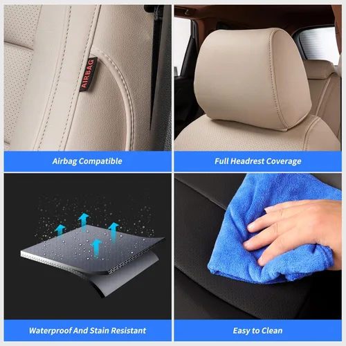 Vista 8 de coverdream CRV - Fundas de asiento de coche personalizadas para Honda 2012 Cuero sintético (beige)