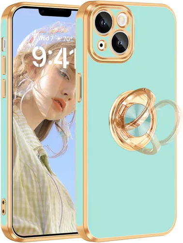 Vista 10 de Fingic Funda para iPhone 14 [con soporte de anillo de 360°] [Soporte magnético para automóvil] Funda de teléfono con soporte para teléfono
