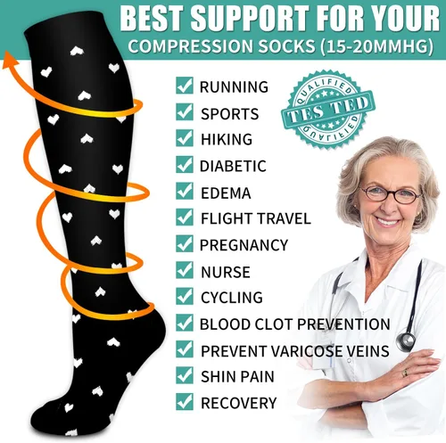 Vista 43 de Paquete de 3 pares de calcetines de compresión médica para mejorar la circulación de mujeres y hombres, para correr, hacer deporte y amamantar