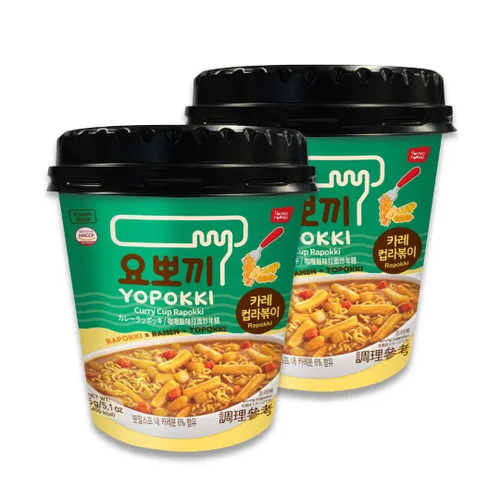 Vista 7 de Yopokki Taza Rabokki instantánea – Tortas de arroz coreanas Tteokbokki con fideos ramen, comida callejera coreana rápida y fácil, aperitivos