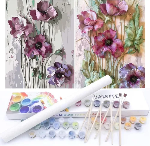 Vista 44 de BAISITE 0304 - Kit de pintura por números para adultos principiantes; paquete de 2 lienzos de 8 pulgadas de ancho x 12 pulgadas de largo; caja