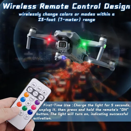 Vista 3 de 2 piezas de luces estroboscópicas LED inalámbricas con control remoto, luces LED mini impermeables USB de 8 colores, luces LED de advertencia